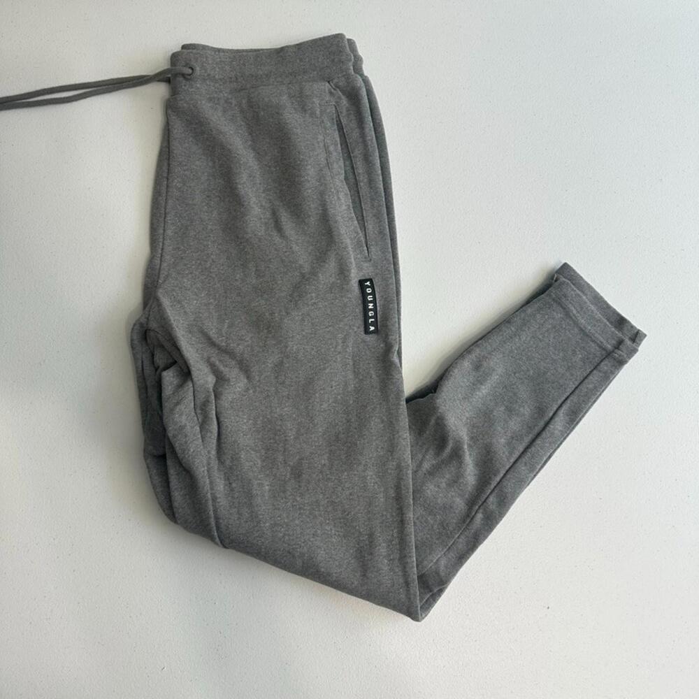 Young LA Pants Men's Large Gray Slim Fit Gym Crossfit Running Sweats